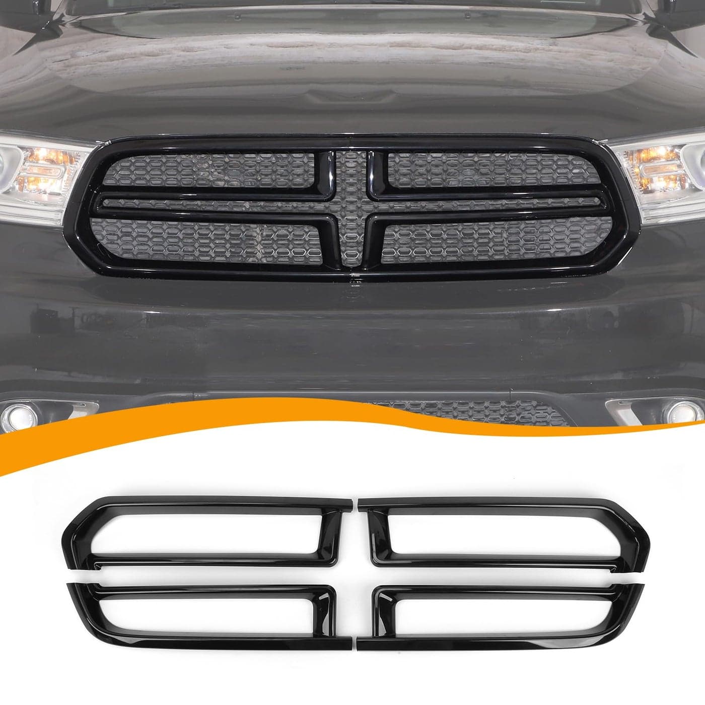 Hoolcar Exterior Front Grill Inserts Cover Trim Kit Center Grille Inserts Mesh Cover Compatible with Dodge Durango 20142020 Black