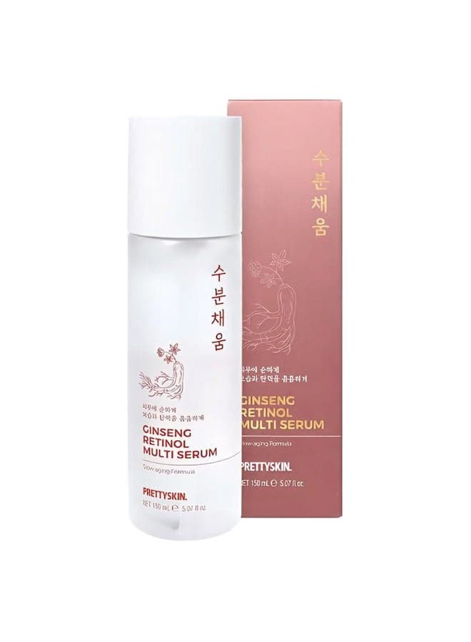 Red Ginseng & Retinol Nourishing Facial Serum – 4-in-1 Toner, Emulsion, Serum & Cream | Moisturizing Daily Korean Skincare for Dry & Sensitive Skin 5.07fl oz (Ginseng)