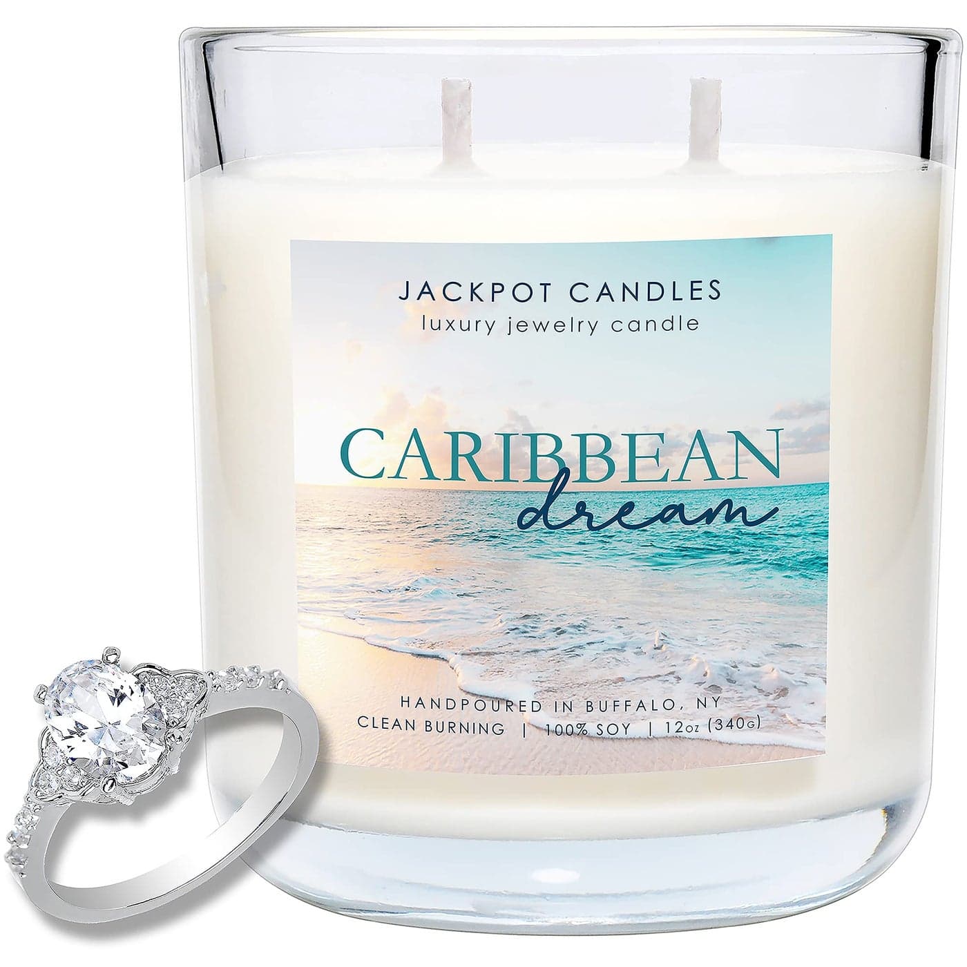 Jackpot Candles Caribbean Dream Candle with Ring Inside Surprise Jewelry Valued at 15 to 5000 Dollars Ring Size 6