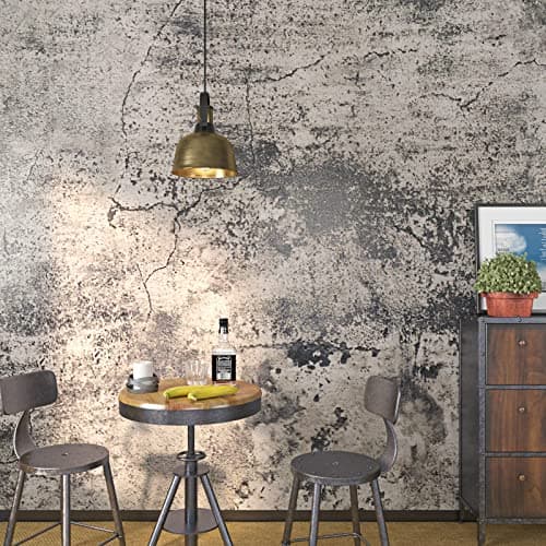 FunStick Grey Cracked Concrete Wallpaper Roll Peel and Stick Matte Concrete Countertop Contact Paper Self Adhesive Removable Vinyl Retro Cement Wall Paper for Bedroom Kitchen Drawers Thick 157x787