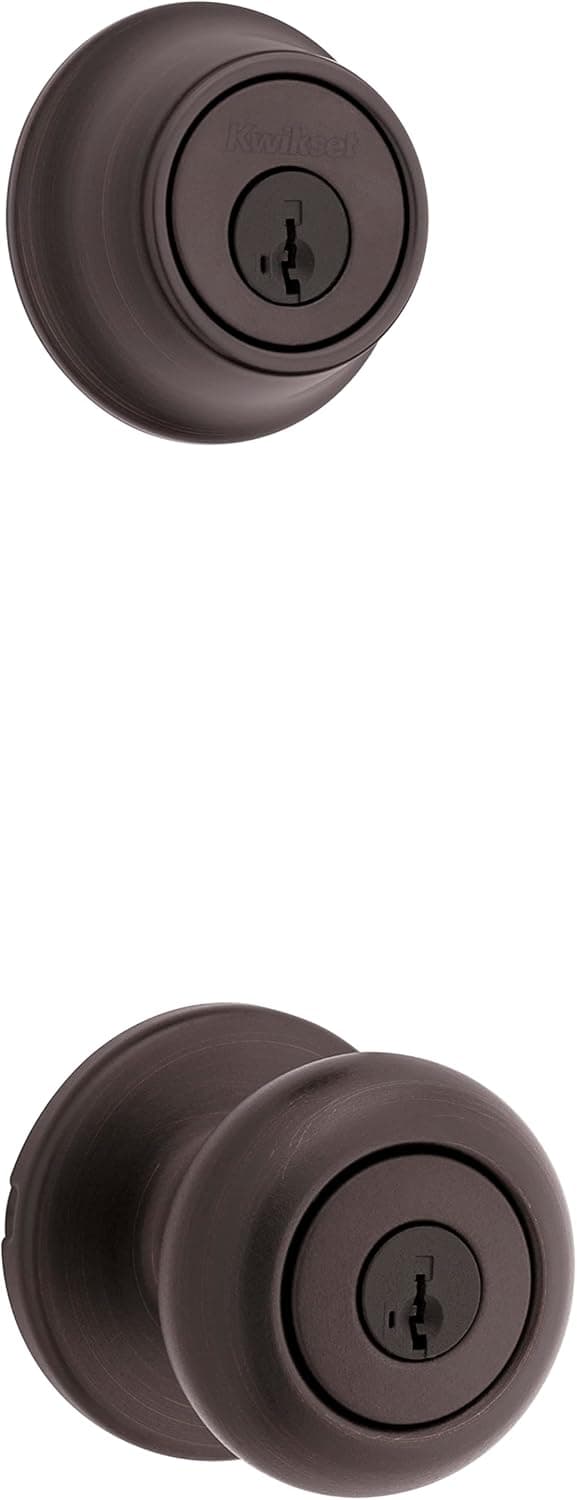 690 Cove Keyed Entry Knob and Single Cylinder Deadbolt Combo Pack featuring SmartKey in Venetian Bronze featuring Microban