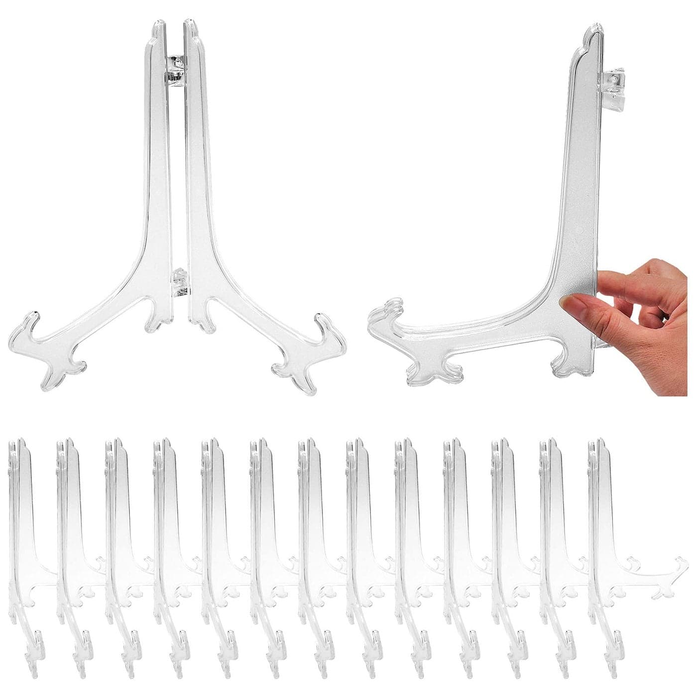 Zorfeter 15 Pcs 7 Inch Clear Plastic Easels or StandPlate Holders Displays PicturesPhotos Artworks Posters Small Boards