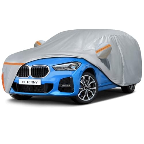 Car Cover for 2005-2025 Toyota RAV4, Waterproof Custom-fit All Weather Sun Rain UV Dust Snow Protection Windproof Outdoor RAV4 SUV Car Cover with Door Zipper and Cotton Lining-Gray