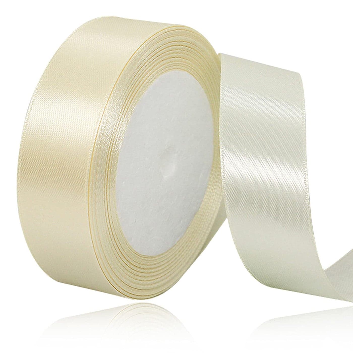 Ivory Satin Ribbon 1 Inches x 25 Yards Solid Color Fabric Ribbon for Gift Wrapping Crafts Hair Bows Making Wreath Wedding Party Decoration and Sewing Projects