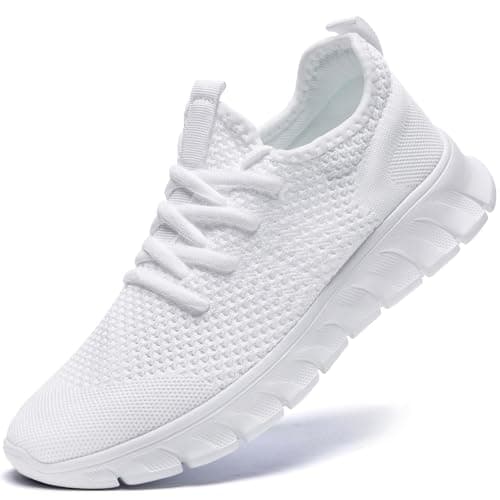 YRLTYO Mens Tennis Shoes Running Sneaker Slip On Walking Gym Workout Athletic Non Slip Lightweight Jogging Casual Sport Shoes White Size 85
