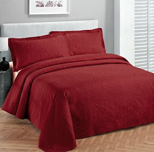 Fancy Collection Luxury Bedspread Coverlet Embossed Bed Cover Solid Red New Over Size 118x106 KingCalifornia King