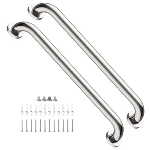 2 Pack 24 Inch Shower Grab Bar, iMomwee Chrome Stainless Steel Bathroom Grab Bar Handle, Bathroom Shower Balance Bar,Safety Hand Rail Support,Handicap Elderly Senior Assist Bath Handle(1.5" Diameter)