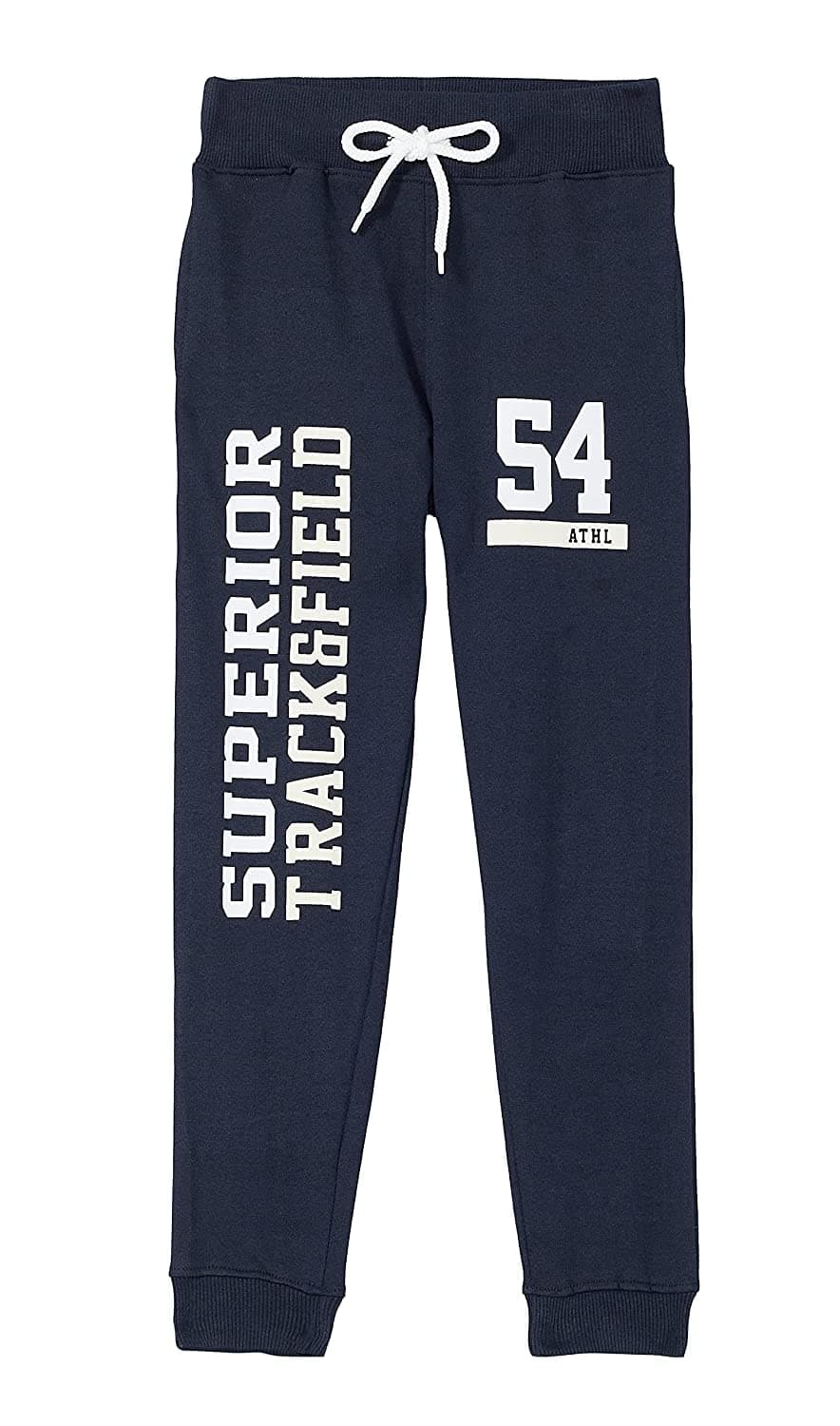 T2F Boy's Regular Fit Printed Cotton Joggers Track Pants Navy