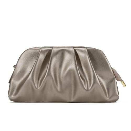 SWEETV Dressy Vegan Leather Clutch Purse for Women Formal, Soft Pleated PU Evening Clutch for Weddings, Proms, Cocktail-Gemma