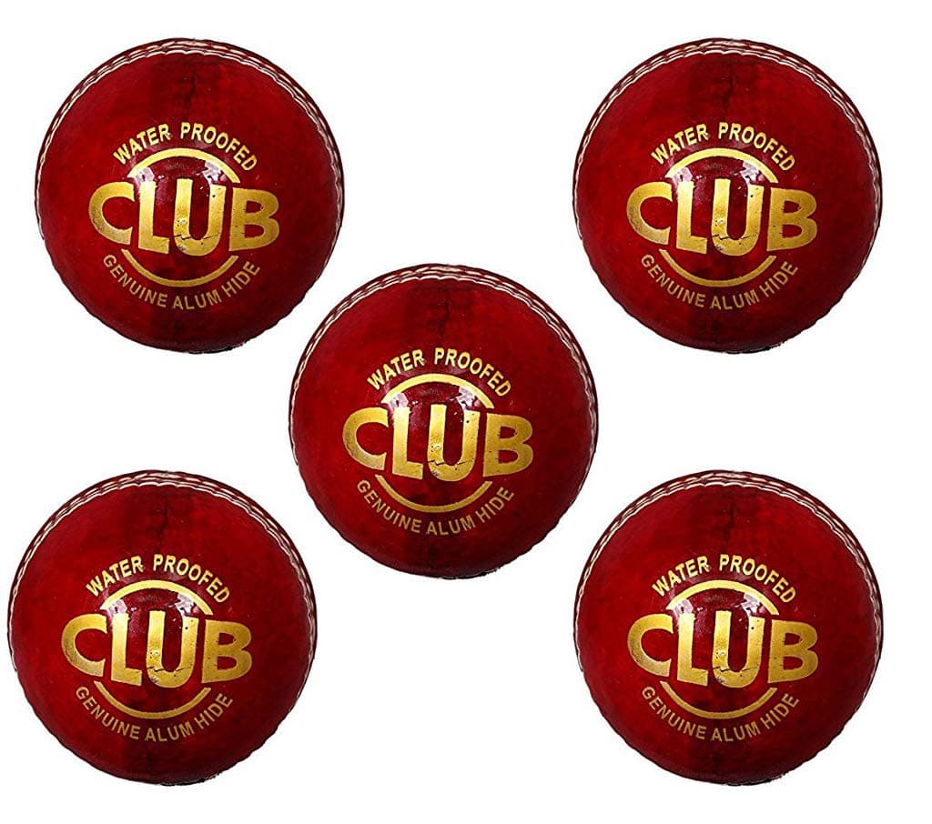 PSE Priya Sports Leather Club Cricket Ball Red Pack of 5 (4Part)