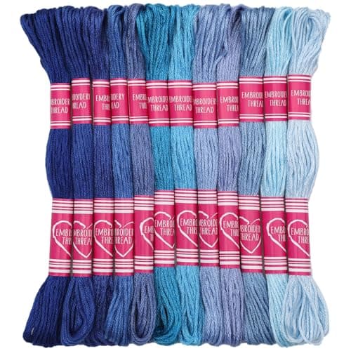 Dercuy Embroidery Floss12 Skeins Blue Embroidery ThreadFriendship Bracelet String for DIY MakingEmbroidery Crafts