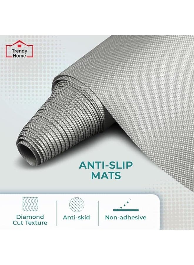 Senego Anti-Slip Mat for Kitchen, Fridge, Shelves, Cupboards, Drawers & Wardrobe - 45 cm x 5 m, Grey, Diamond Texture