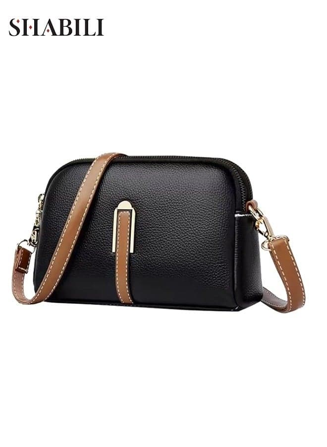 Women Vintage PU Leather Phone Cross Bags Mini Purse, Ladies Shoulder and Crossbody Sling Satchel with Card Slots, Fashion Bag for Youth Teenagers Children Men Women College Daily Use (Black)