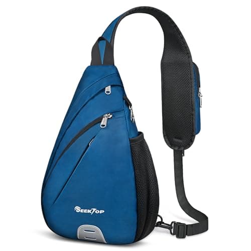 Seektop Anti Theft Crossbody Bag for Women RFID Blocking Waterproof Sling Backpack Lightweight 400D Nylon Small Chest Pack Shoulder Bag for Travel Hiking Commuting Men Blue