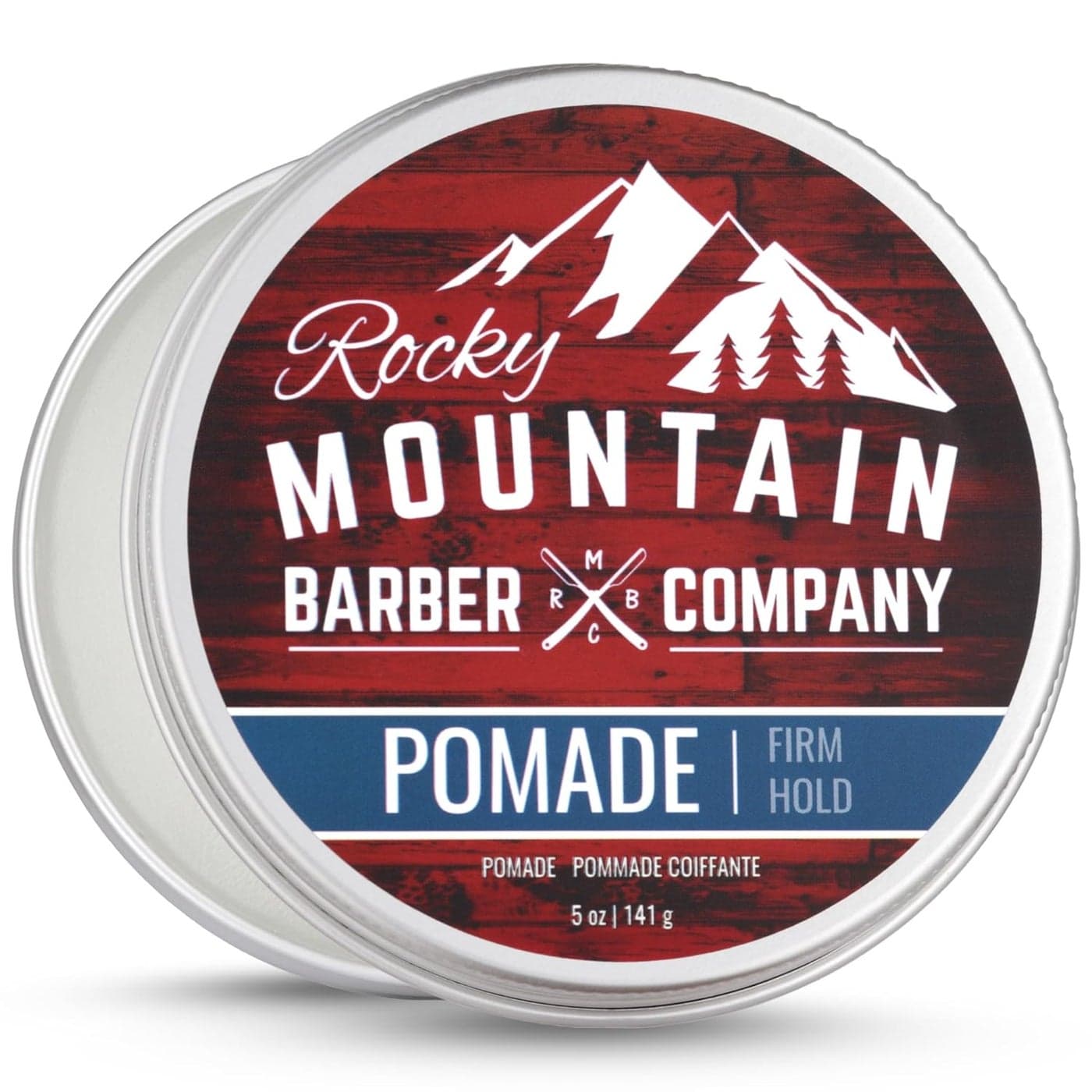 Rocky Mountain Barber Company Pomade for Men 5 oz Tub Classic Styling Product with Strong Firm Hold for Side Part Pompadour Slick Back Looks High Shine Easy to Wash Out Water Based