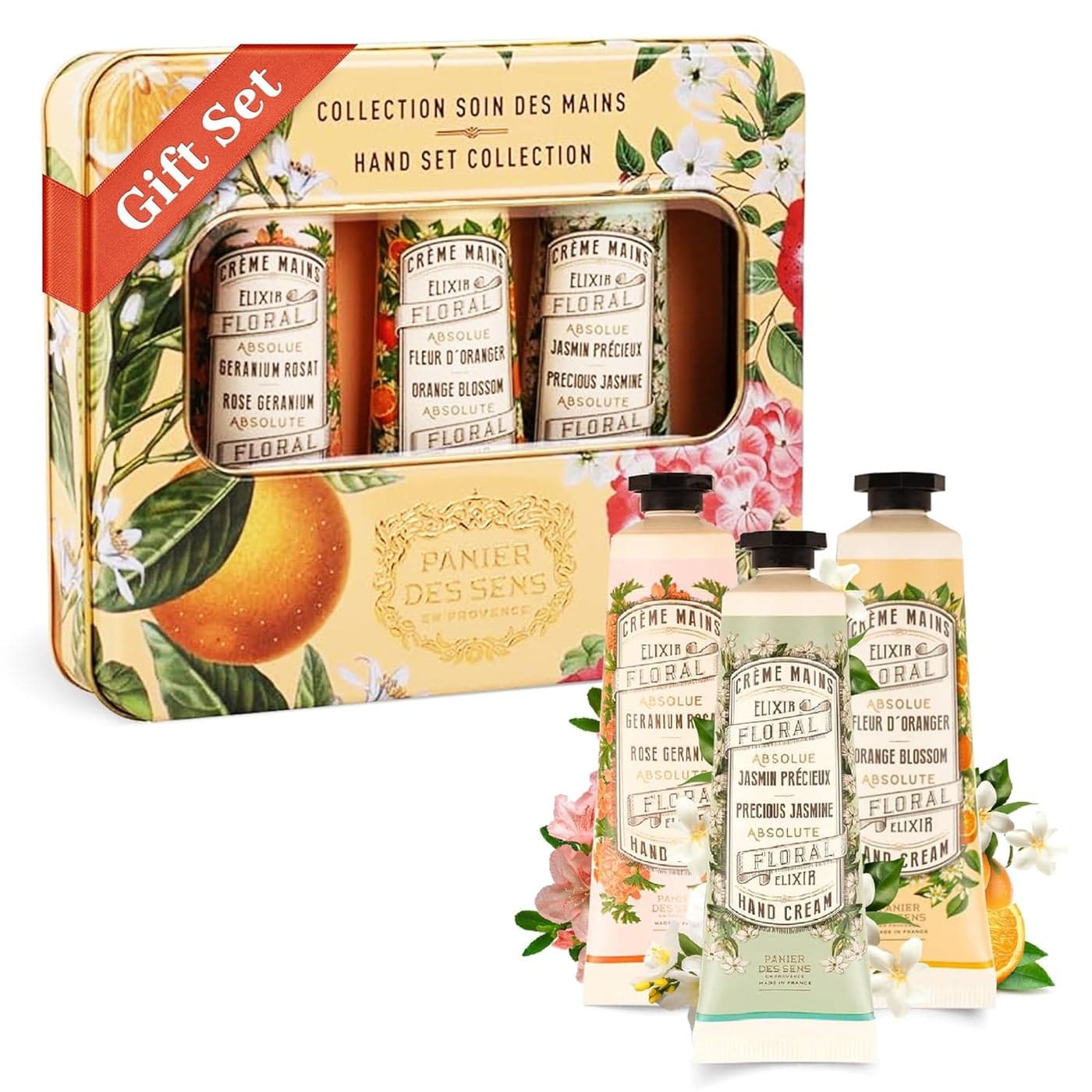 Panier des Sens Mini Hand Cream Set Hand lotion Birthday Gifts for Women Orange Blossom Jasmine Geranium Natural Hand Cream Gift Set Ideas 96 Natural Hand Lotion Travel Size 3x1 Floz
