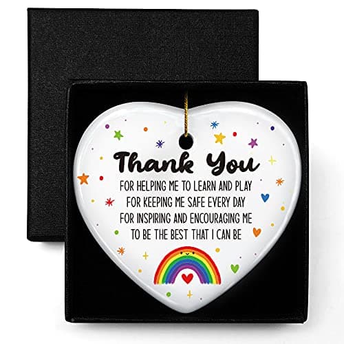 Teacher Appreciation Gifts, Thank You Encouraging Me to Be The Best, Ornament Keepsake Sign Heart Plaque Gift for Teacher, Best Teacher Gift, Birthday Christmas Teacher Gifts for Women from Student