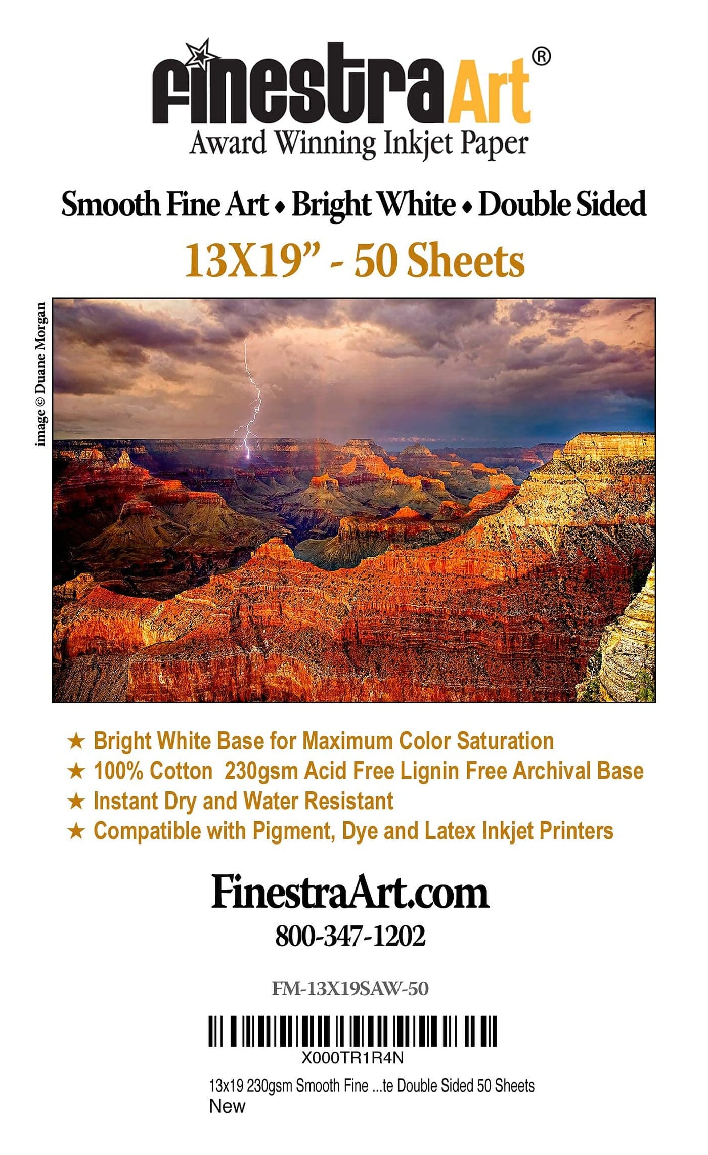 13 X 19 Smooth Fine Art Archive Bright White Double Sided 50 Sheets
