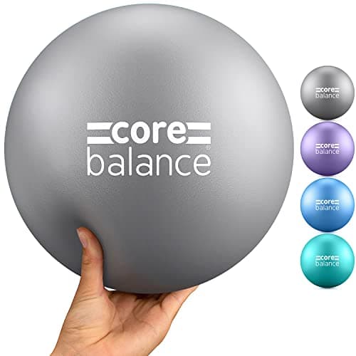 Core Balance 9 Inch Anti Burst Pilates Ball, Mini Exercise Ball for Yoga, Barre, Stretching and Core Stability Workout (Grey)