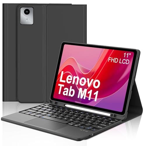 Touch Keyboard Case for Lenovo Tab M11 / K11 LTE 11 Inch 2024, Detachable Wireless Bluetooth Keyboard Cover, Folio PU Leather Case with Pencil Holder Auto Wake/Sleep, Multi-Angle Kickstand, Trackpad