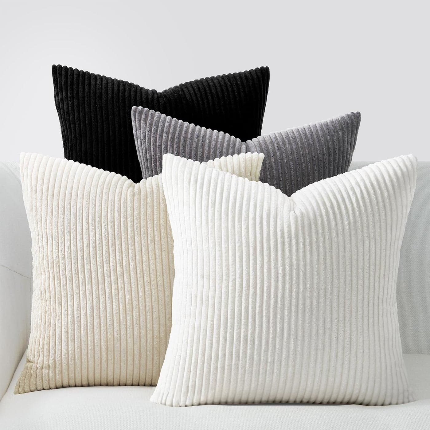 Topfinel Decorative Throw Pillow Covers Cushion CasesSet of 4 Soft Velvet Modern DoubleSided DesignsMix and Match for Boho Farmhouse Fall Home Decor18x18 inch WhiteBlack