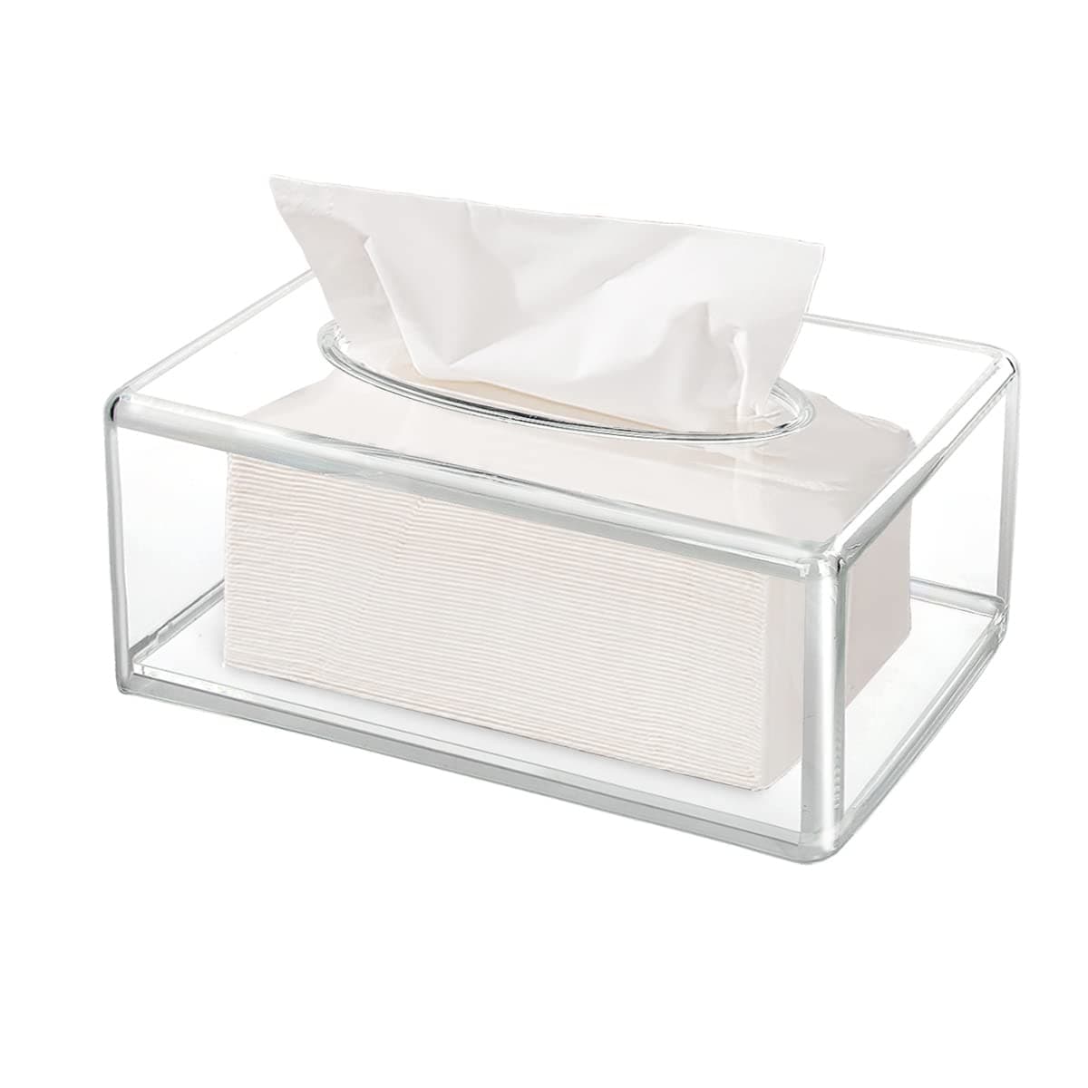 Discoball Tissue Box Clear Tissue Holder Rectangular Napkin Dispenser Tissue Box Cover Acrylic Tissue Storage Box for Home Bathroom Table Office