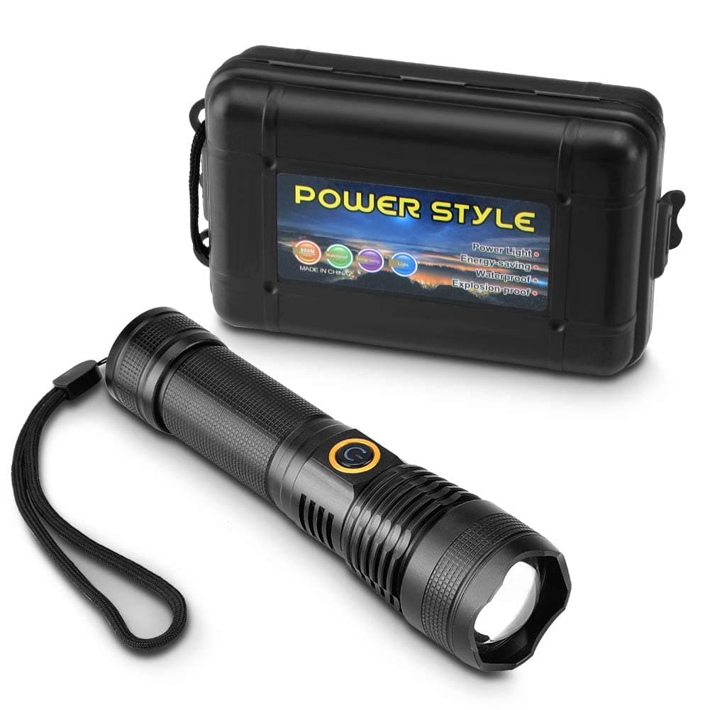 YAGVIZ Rechargeable Flashlight 90000 Lumens Super Bright LED Flashlight with attery Powerful Handheld Flashlight with 5 Modes Military Grade Waterproof Flashlight for Emergency Camping Reading