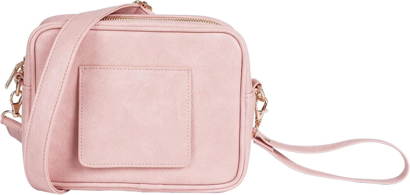Crossbody Diaper Bag Purse with Wipes Dispenser Stylish Vegan Leather Baby Wipes Holder Clutch for Women Multipurpose Luxury Diaper Bag Pouch Can Hold 2030 Various Types of Wipes Pink