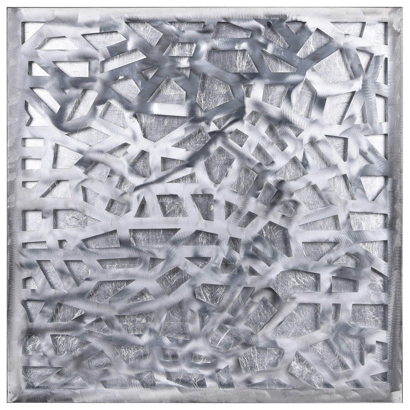 Empire Art Direct Enigma 3D Polished Steel Sculpture Abstract Metal Wall Art with Sliver Leaf Ready to Hang Living Room Bedroom OfficeSliver32x32