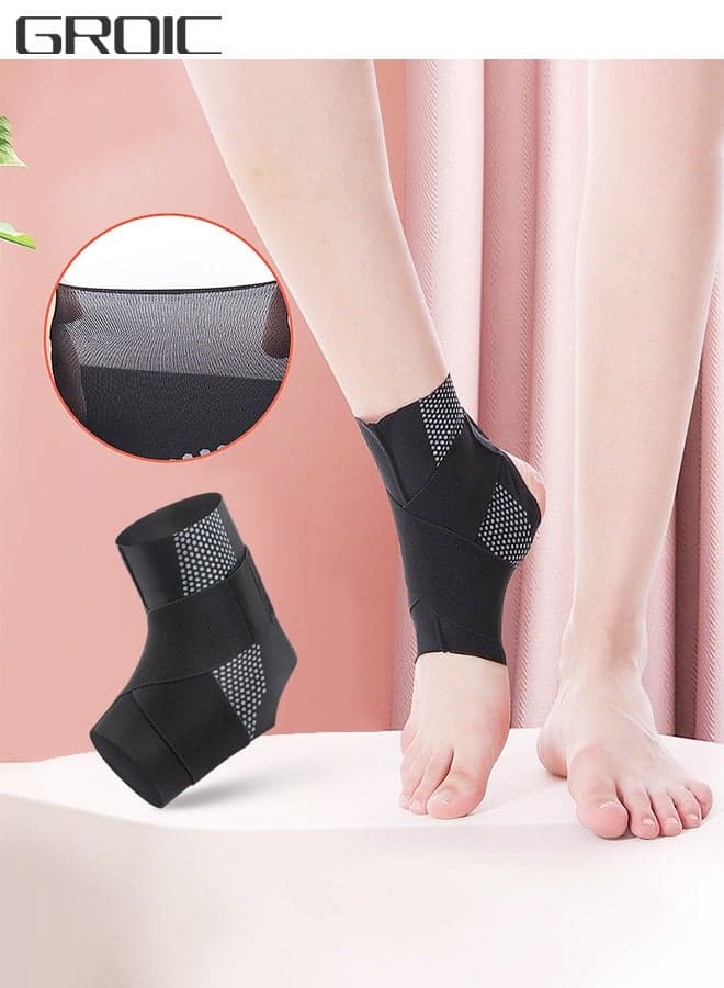 1 Pair Sleeve Ankle Brace, Ankle Support Ankle Wrap & Ankle Brace for Plantar Fasciitis Relief, Adjustable Compression Foot Sleeve Sock, EVA Pad Ankle Sleeve Strap Support for Adult