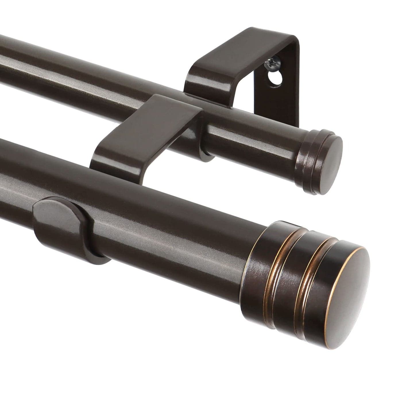 TONIAL1 Inch Double Curtain Rods for Windows 48 to 84 Inches Heavy Duty Decorative Drapery Rod 32 to 86 Inches with Classic Cap Finial Bronze