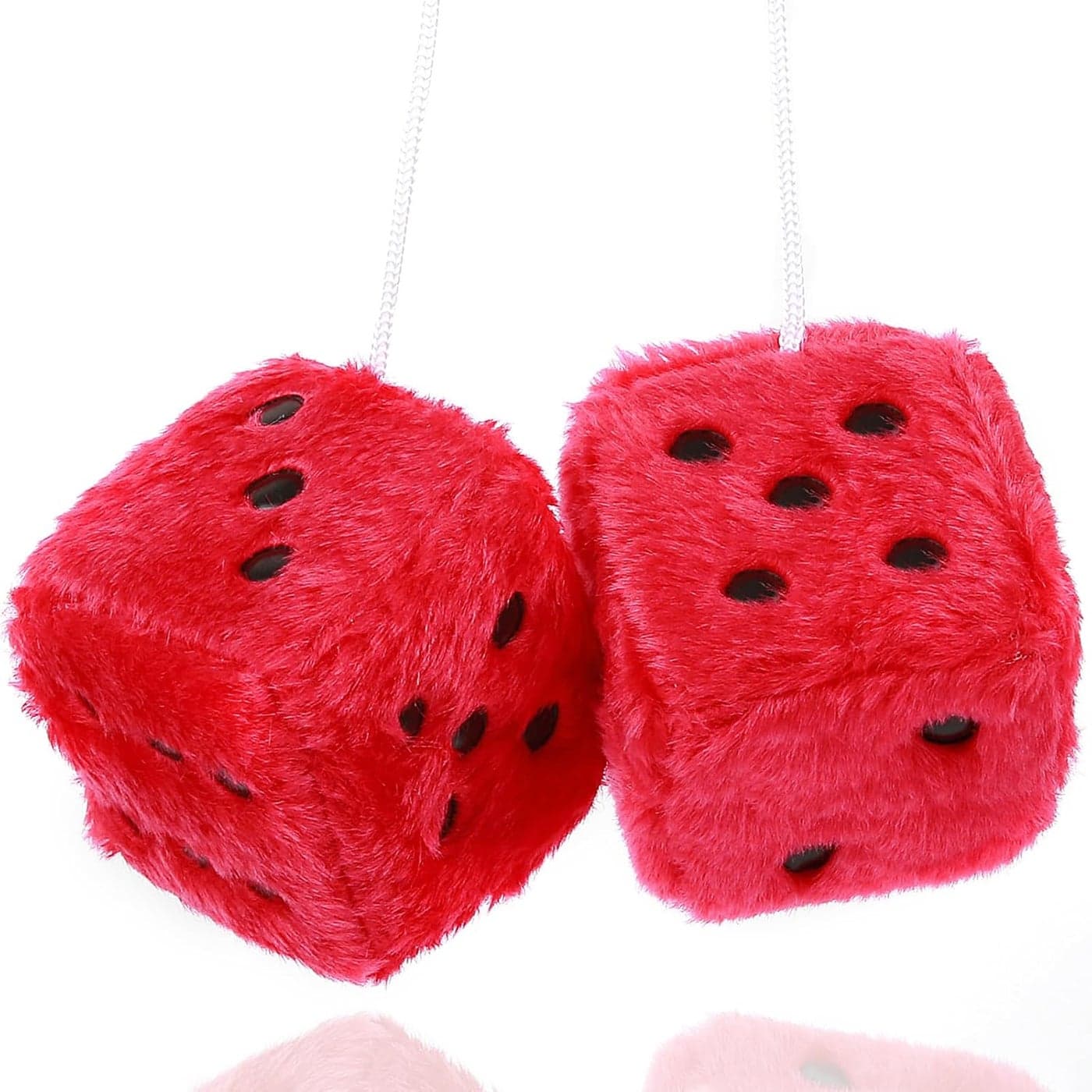 YGMONER Red Fuzzy Plush Dice for Car Decoration