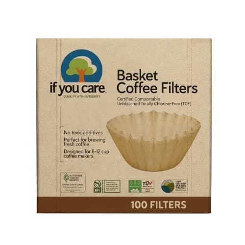IF YOU CARE Coffee Filters, 8-Inch Basket in Poly Bag, 100 Count, Pack of 12