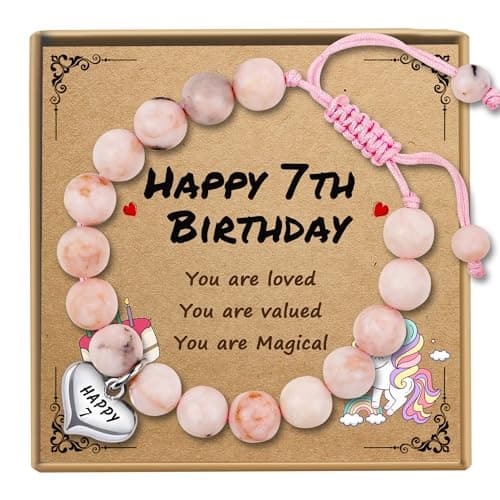 Sereney 7 Year Old Girl Birthday Gifts, Adjustable Beaded Bracelet as 7th/7yr Year Old Girl Birthday Gifts for Seven Daughter Niece Granddaughter Girls