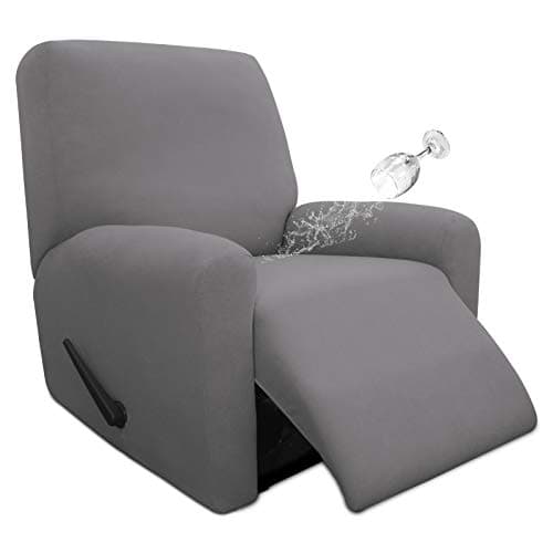 Easy-Going 4 Pieces 100% Dual Waterproof Recliner Cover Stretch Soft Couch Cover for Dogs, Sofa Slipcover for Recliner Couch Leakproof Furniture Protector for Kids, Light Gray