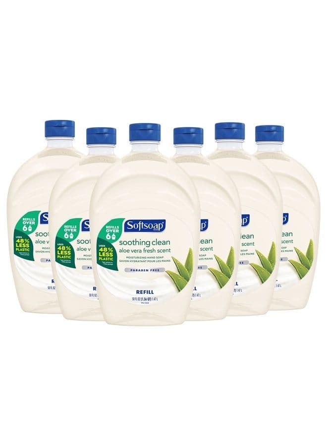 US05264A SOFTSOAP Liquid Hand Soap Refill, Soothing Aloe Vera, 50 Ounce Bottle, Bathroom Soap, Bulk Soap, Moisturizing Hand Soap, Premium Scented Hand Soap (Pack of 6) Packaging May Vary
