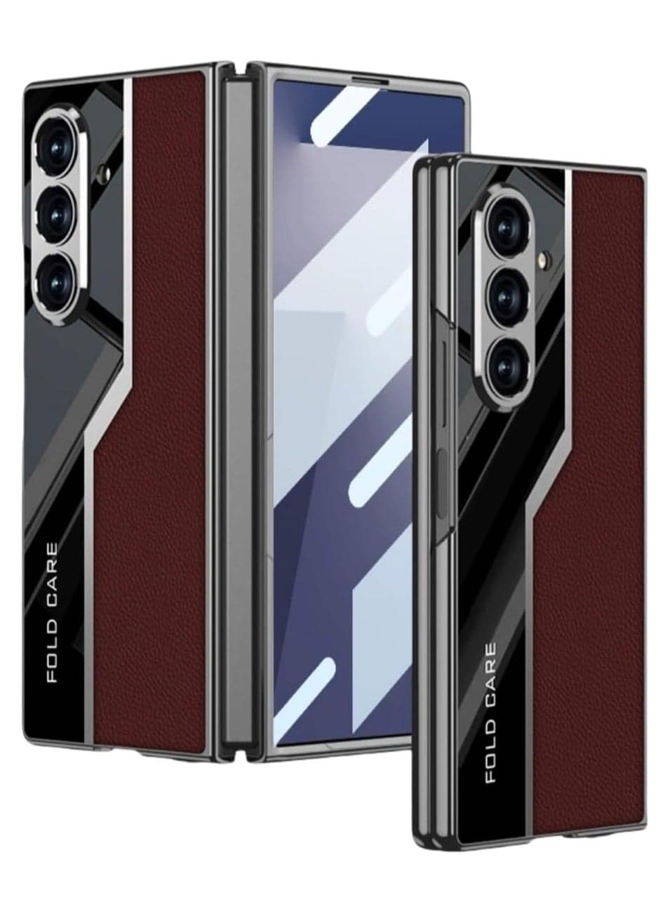 Foldable Case Compatible with Samsung Galaxy Z Fold 7 2025 Electroplated Shockproof Two-tone Protective Cover with HD Tempered Glass Screen Protector