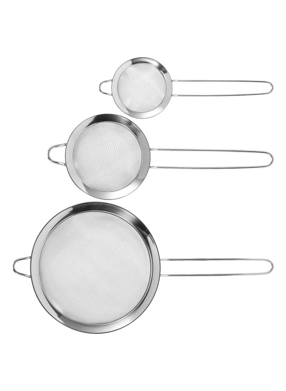 Kitchen Stainless Steel Manual Flour Sifter Sieve Strainer Kitchen Cooking Baking Tool 3Pcs