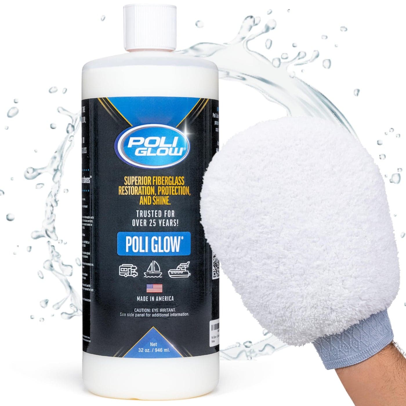 Poli Glow & Mitt Applicator — Fiberglass Restorer Plus Smooth Surface Applicator.