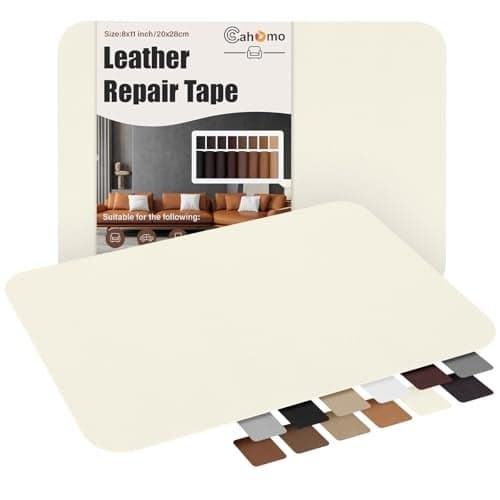 Cahomo SelfAdhesive Leather Repair Patches Tape for Couches 8x11 inch Vinyl Leather Repair Kit for Furniture Car Seats Handbags Jackets Beige White