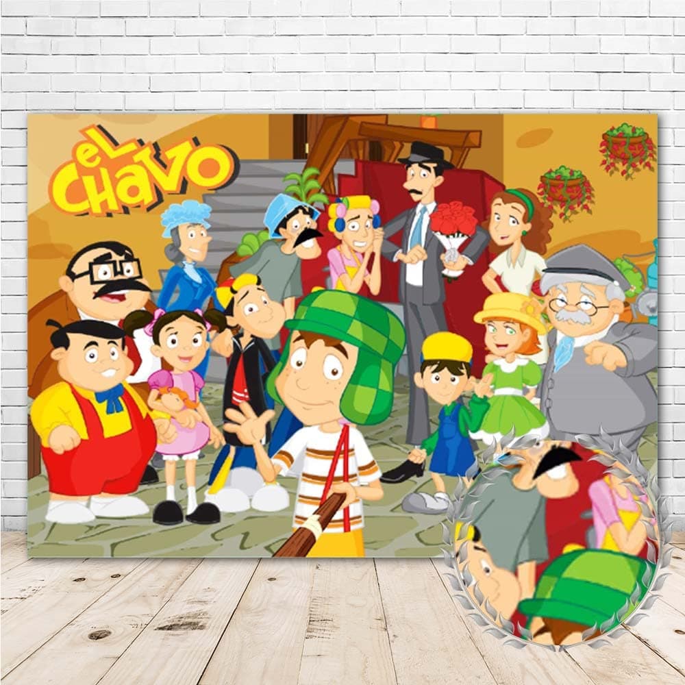 El Chavo Del Ocho Chago Animado Backdrop for Kids Happy Birthday Party Decorations 7x5ft Vinyl Custom Photo Studio Background Baby Shower Cake Table Wall Banner Room Decor Picture Photoshoot Props