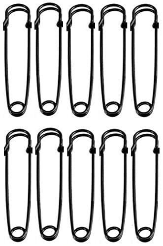 Kipokalor 30pcs Black 2inch Steel Safety Pins, Blankets, Skirts, Kilts, Crafts (2inch, Black)