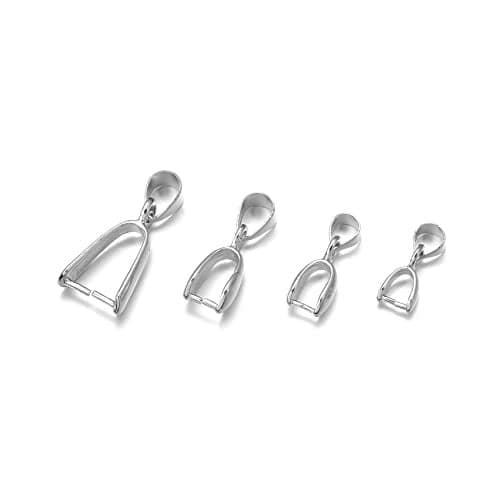Linsoir Beads Metal Pinch Clip Bail Bead Pendant Connector Jewelry Findings Rhodium Plated 7X20mm Pack of 50