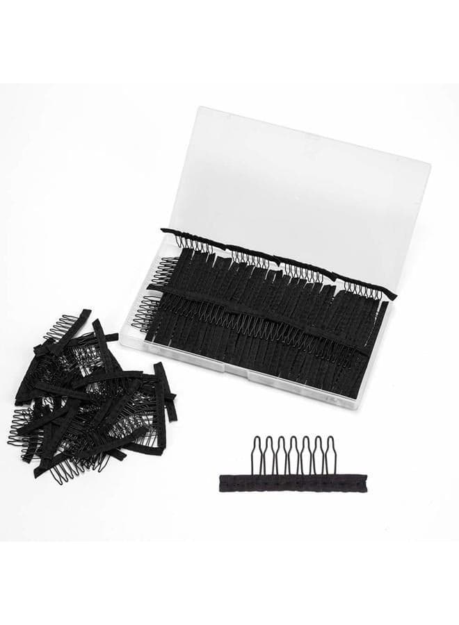 Wig Combs and Clips - 100 Pcs 7-Teeth Black Wig Accessories for Securing and Making Wigs