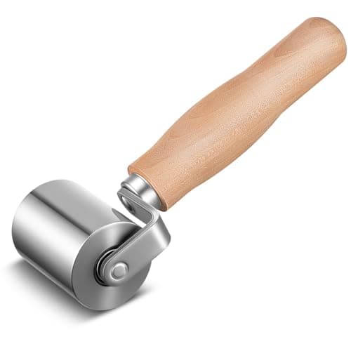 Otoolling 2-1/2" Steel Seam Roller for Rv Roof Repair, Heavy Duty Curved End Ball Bearing Sealant Steel Seam Roller with Wood Handle for Vinyl Flooring Sealing Edges
