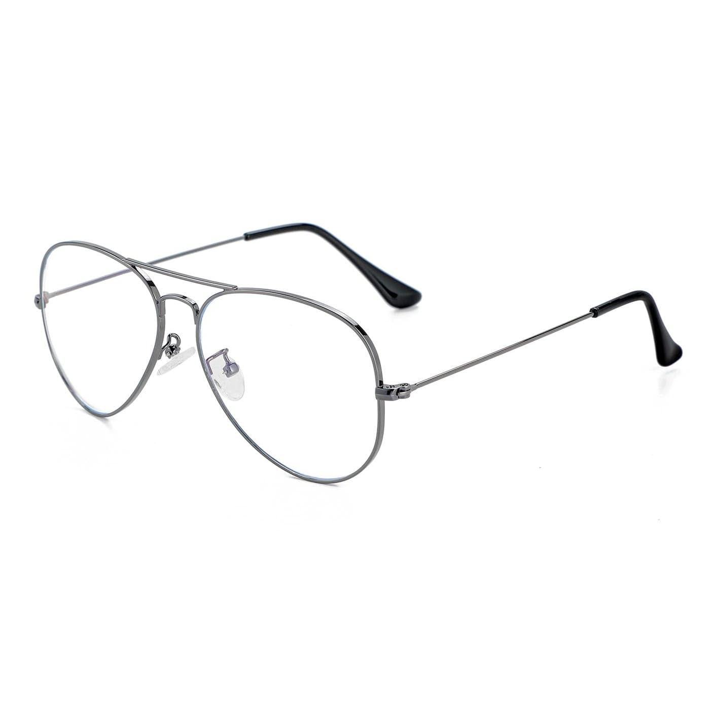Classic Aviator Blue Light Glasses for Women Men Metal Frame Clear Lens Eyeglasses Gunmetal