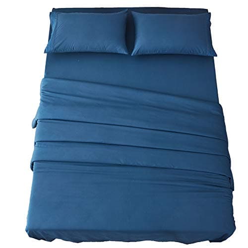 SONORO KATE Bed Sheet Set Super Soft Microfiber 1800 Thread Count Luxury Egyptian Sheets 16-Inch Deep Pocket Wrinkle and Hypoallergenic-4 Piece(Full, Navy Blue)