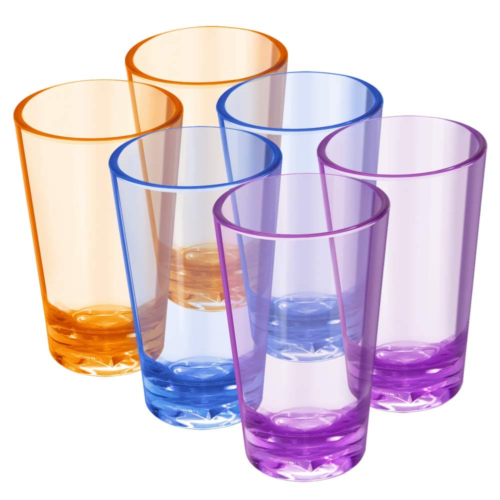 EgieMr Unbreakable Drinking Glasses 5 Oz Plastic Tumblers Cups Set of 6 in 3 Assorted Colors