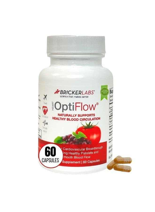 OptiFlow Blood Circulation Vitamins, Naturally Supports Healthy Blood Flow, Contains FruitFlow and resVida Trans resveratrol. Blood Optimizer Supplement 60 Capsules