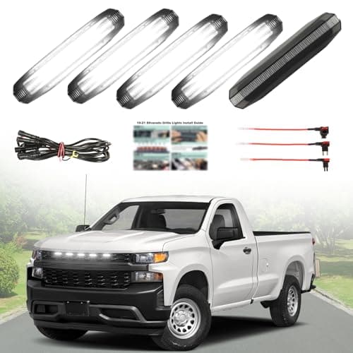 Front Bumper Grill Lights For 2019 2020 2021 Chevy Silverado 1500 WT Customs trail Boss OEM Factory Grille Light Accessories (5ps-white)
